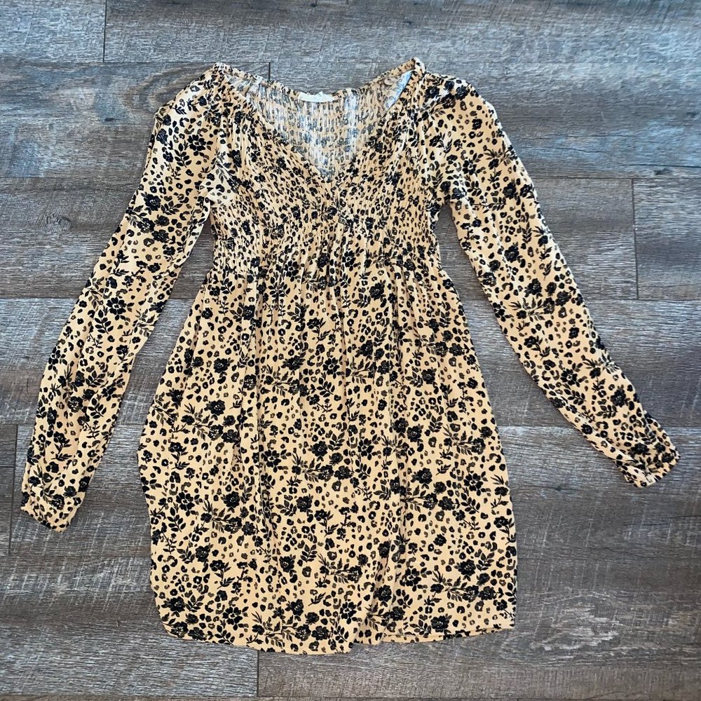 L.A Hearts Mini Long Sleeve Cheetah Print Dress - XS